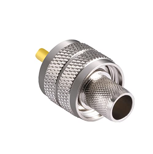POBADY 5PCS PL-259 UHF Male Connectors 50 Ohm PL259 Male Plug Crimp RF Coax Connector Adapter for RG-213 VLMR-400 RG8 RG59 Low Loss Coax Cable