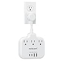 Short Extension Cord 3 Inch, Flat Plug Small Power Strip with 3 AC & 4 USB(1 USB-C), 1875W/15A, Multi Plug Outlet Extender, Non-Surge Protection