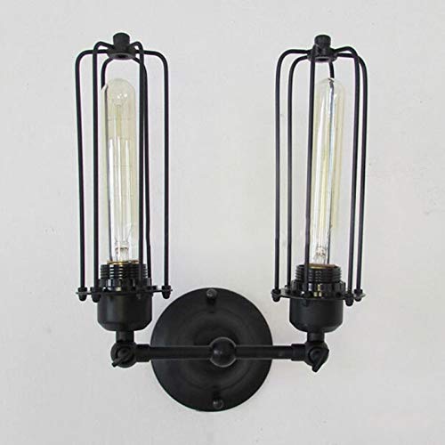 Industrial Pipe Metal Tubular Wall Lamp-LITFAD 2 Heads Retro Rustic Punk Steam Wall Sconce Vintage Edison Wall Mounted Light B