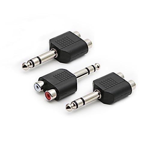 ZJKJHJY 3pcs 1/4" 6.35mm/6.5mm Stereo Male to Dual RCA Female Adapter Stereo Male to Dual RCA Female Audio Adapter for Sound Equipment (Double