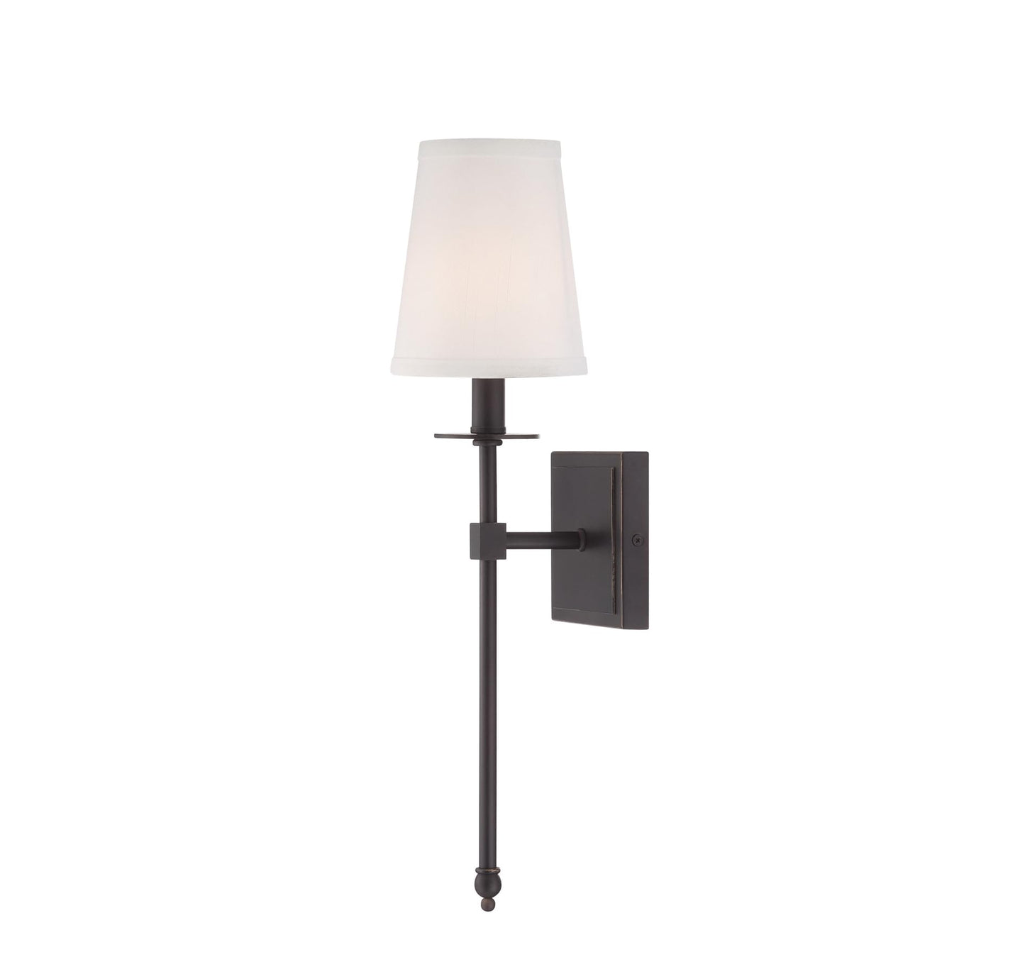 Savoy House 9-302-1-44 Monroe Bohemian Vintage Soft White Fabric Wall Sconce, 1-Light 60 Watt, 20" H x 5" W, Classic Bronze