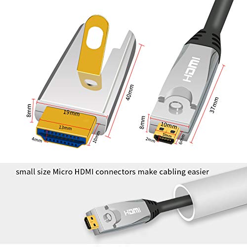 Jeirdus 20ft 6Meters AOC HDMI Fiber Optic Cable 18Gbps High Speed 4K60HZ, with Small Micro and Standard HDMI Connectors,Easy to Pipe Routing