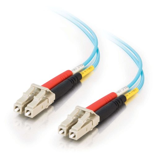 Legrand - C2G Fiber Optic Ethernet Cable, Aqua 10Gb 50/125 LC-LC Duplex Multimode Fiber Patch Cable, 1 Meter (3.3 Foot) PVC Coated Fiber Optic