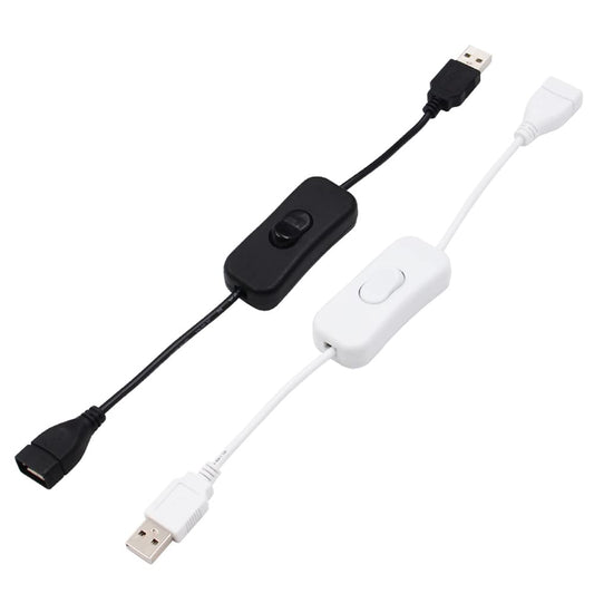 VizGiz 2 Pack USB Switch ON/Off Extension Cable 4 PIN Data Sync 2.0 Cord 303 Rocker Toggle Line Wire for LED Strip Hard Drive USB Powered Lamp Hub Fan