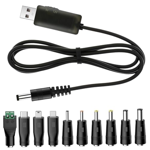 YiKaiEn USB to DC 9V 12V Charging Cable, Universal Power Cord for Toys,Watches,Speaker,Camera,Monitor,Table Lamp,Phones,LED Light Strip, Router, DC