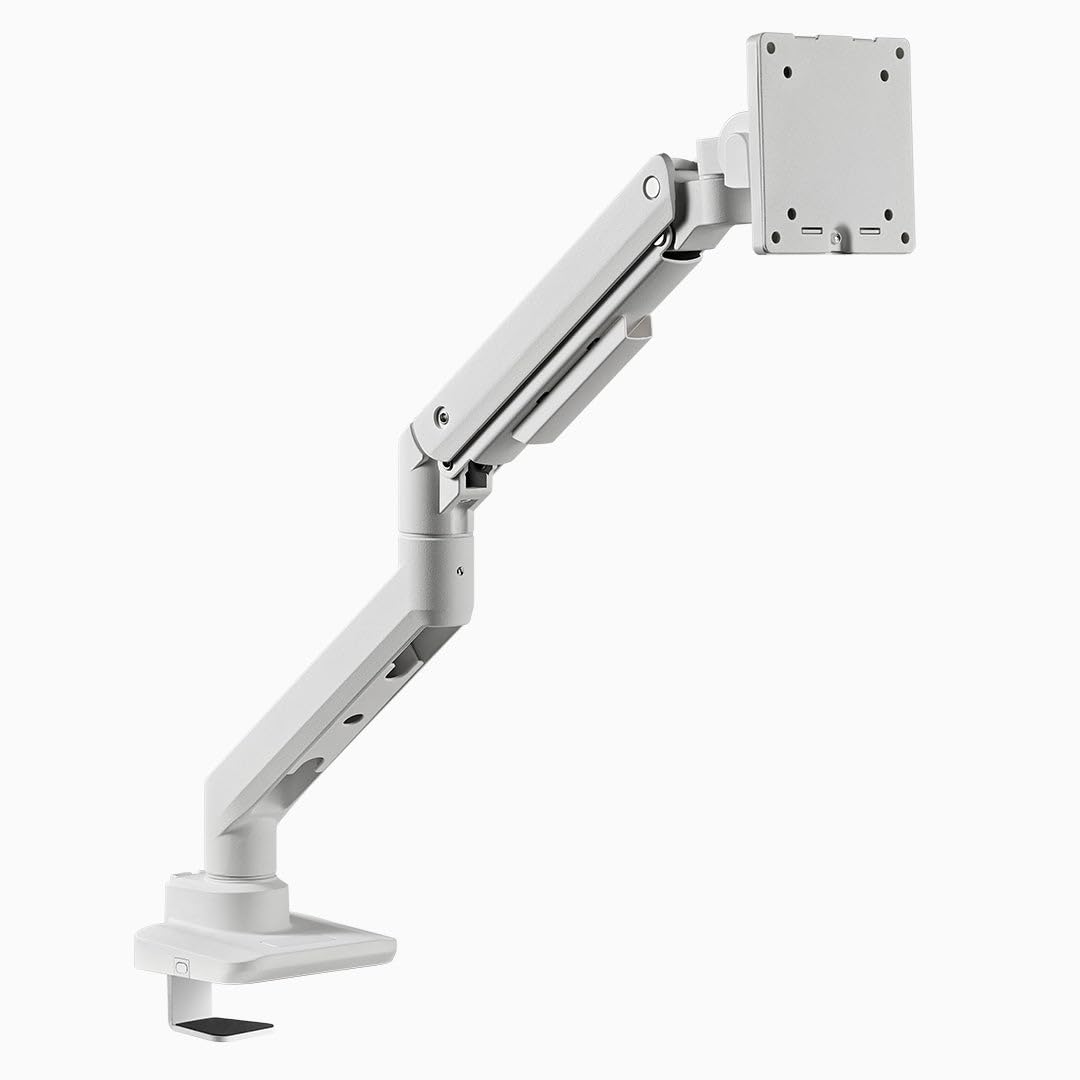 Desky Heavy Duty Ultrawide Monitor Arm - Adjustable Gas Spring Desk Mount for 17-49" Monitors, VESA 75/100, 44 lbs Capacity - White