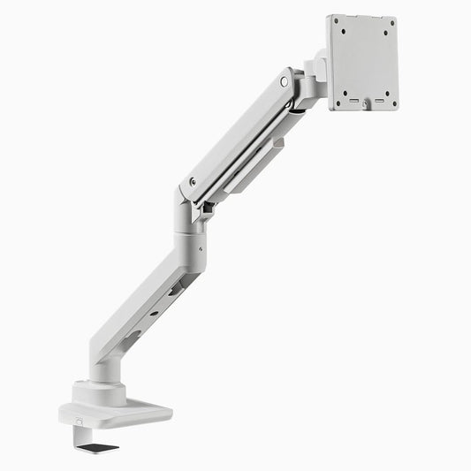 Desky Heavy Duty Ultrawide Monitor Arm - Adjustable Gas Spring Desk Mount for 17-49" Monitors, VESA 75/100, 44 lbs Capacity - White