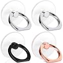 4 Pack Jsoerpay Cell Phone Ring Holder, Transparent Ring Holder 360°Rotation Finger Ring Stand, Clear Cell Phone Kickstand Compatible with Most