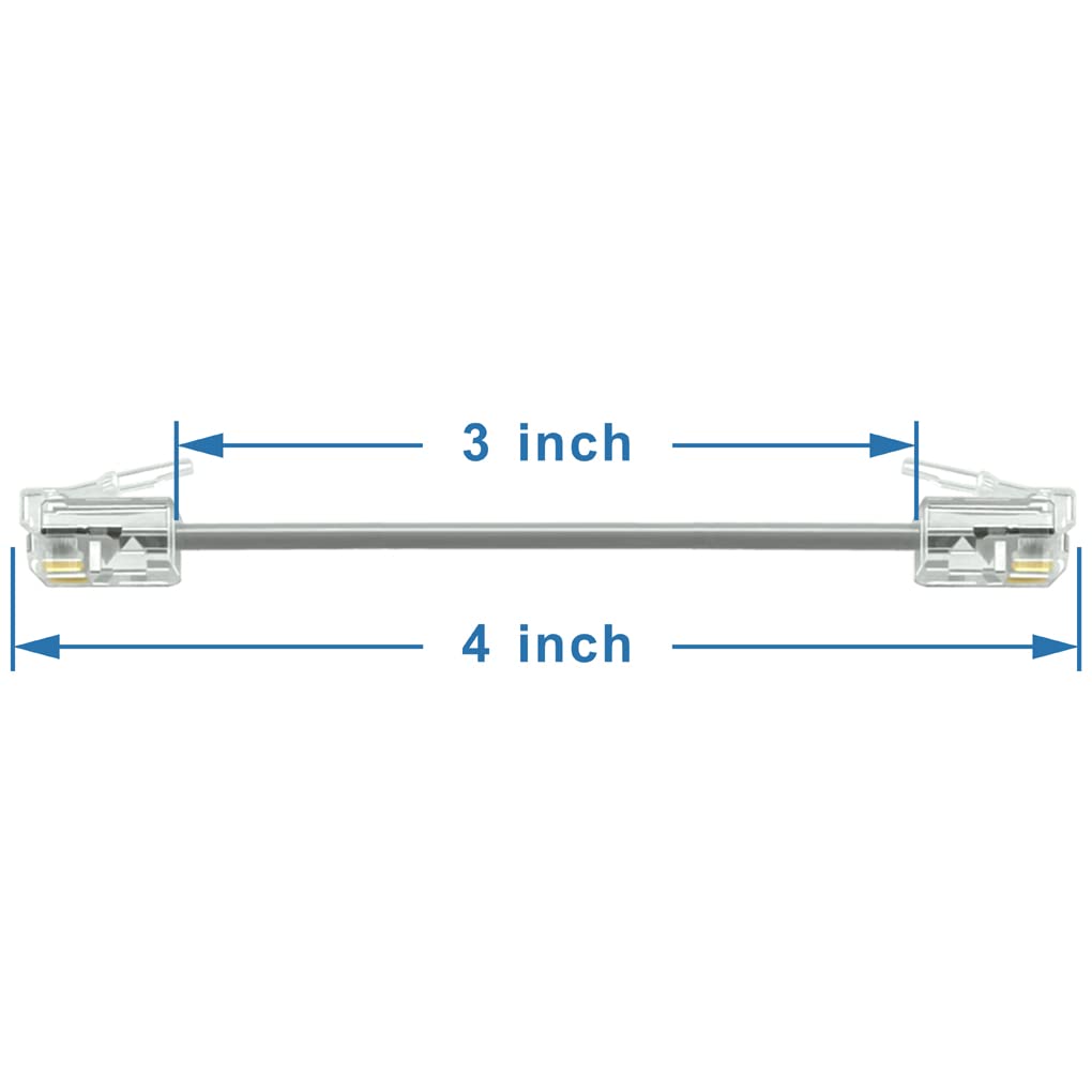 NECABLES 4Pack 3 Inch Short Telephone Cord Phone Cable Wall Phone Cord for Landline RJ11 6P4C Male to Male