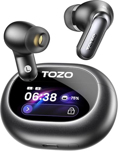 TOZO NC20 Pro Active Noise Cancelling Wireless Earbuds, Smart LCD Screen
