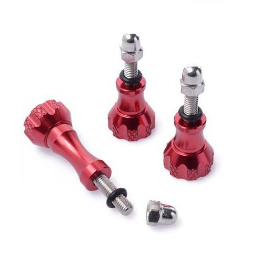 Action Mount® Adapter for Smartphone Plus Thumb Screw Set/ 3 Pieces | Aluminum Stainless Knob Bolt Nut Screw - Red + Includes Smartphone Mount Adapter