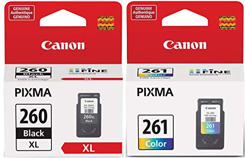 Canon PG-260 XL Black Ink Cartridge + CL-261 Color Ink Cartridge (Retail Packaging)