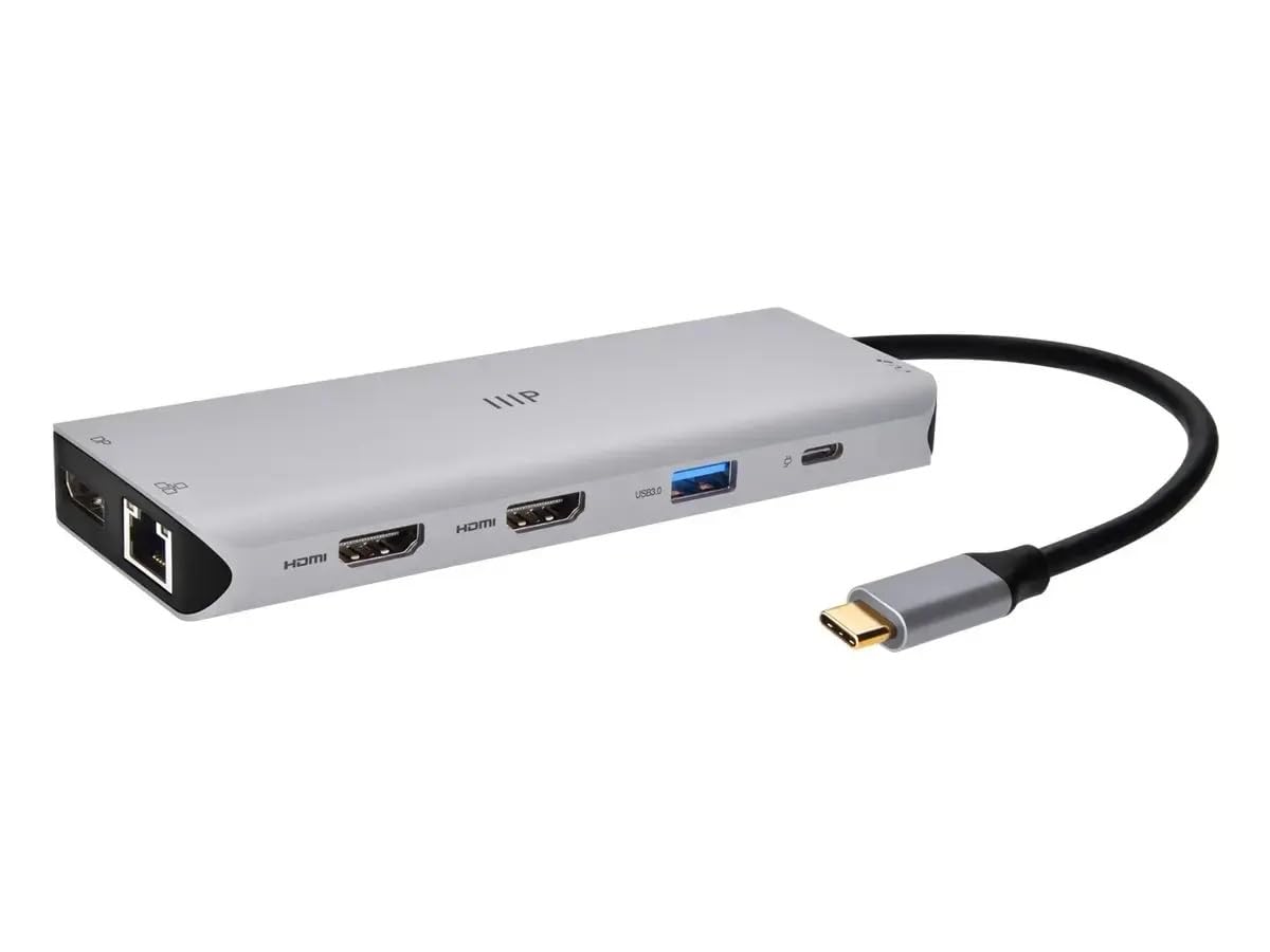 Monoprice 13-in-1 Dual-HDMI + DisplayPort Multi-Stream Transport (MST) Triple Monitor Docking Station - 4K, 5Gbps USB A, Ethernet, Card Reader, 100W