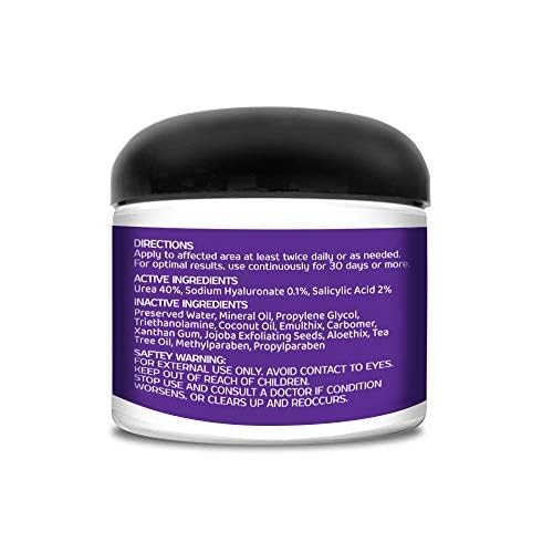 BARE 40 PRO Urea Gel 40% with 2% Salicylic Acid, Hyaluronic Acid & Tea Tree Oil – Corns, Calluses, Cracked Heels Relief, 4oz Jar