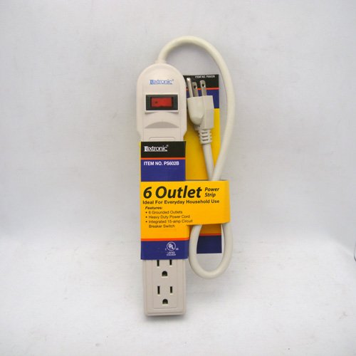 Luxtronic PS602B UL Aprroved 6 outlet Power Strip Platinum