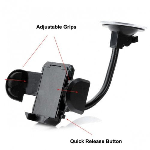 Universal Rotating Car Mount Windshield Window Phone Holder Cradle for Cricket Huawei Mercury, Huawei Mercury Ice, Huawei Pillar, Kyocera Rio E3100