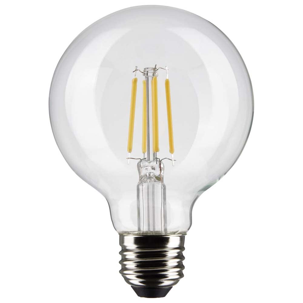 Satco S21234 6 Watt LED G25 Clear Globe Filament Light Bulb 2700K Warm White Dimmable E26 Medium Base Wet Location 120V - 6 Pack