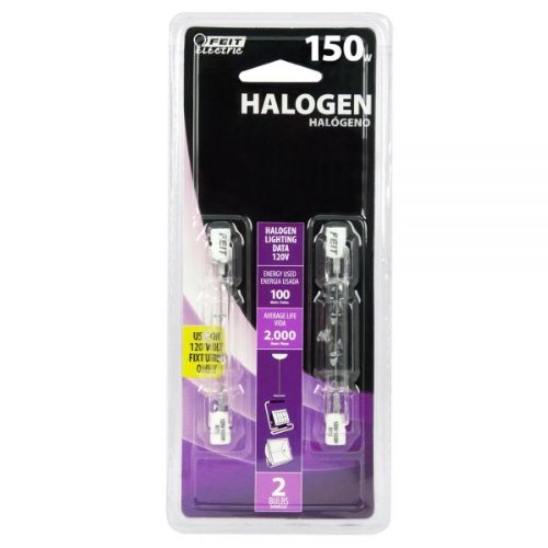Feit Electric BPQ150T3/CL/S/2/RP 150 Watt, RSC Base, Halogen Lamp, Clear, Short, 2 Pk.,