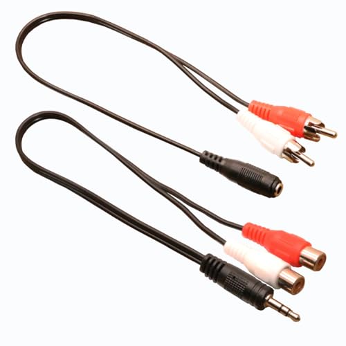 ZJKJHJY 3.5mm Female to 2 RCA Male Stereo Audio Y Cable 2-Pack, for Smartphones, MP3, Tablets, Home Theater 12 Inch