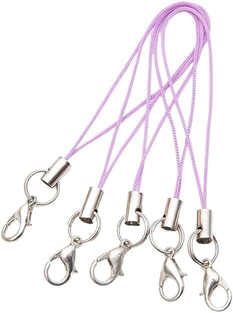 20pcs Purple Mobile Phone Rope Strap Charm Lariat Lanyard with Lobster Clasp Cords for Cellphone/USB Drive/Keychain/DIY Jewelry Accessories Cell
