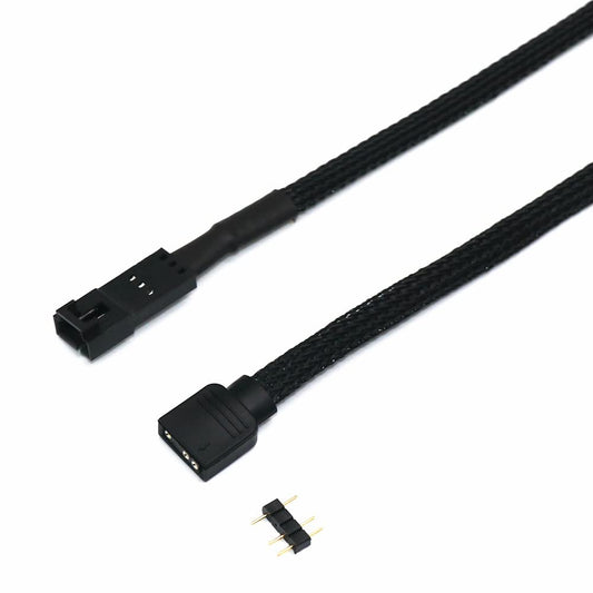 Angitu for Corsair Fan RGB ARGB Adapter Cable HD LL120 140 QL 3Pin 4Pin Fan to 5V 3Pin RGB LED Cable 50cm (Black Sleeved 3P Male)