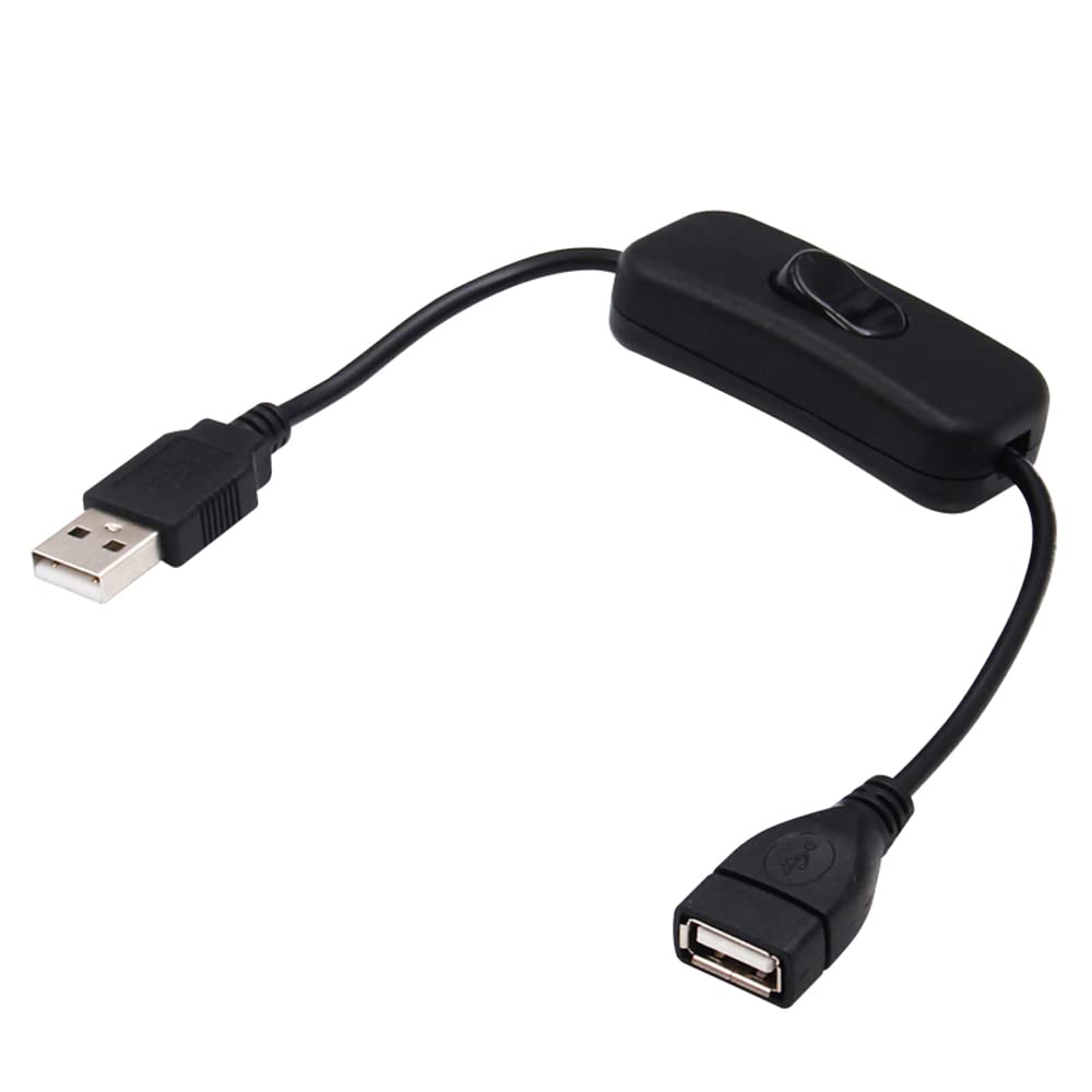 VizGiz 2 Pack USB Switch ON/Off Extension Cable 4 PIN Data Sync 2.0 Cord 303 Rocker Toggle Line Wire for LED Strip Hard Drive USB Powered Lamp Hub Fan