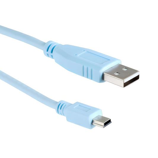 CablesAndKits Compatible Cisco Blue USB Console Cable 6ft | A to Mini-B Rollover Cable | Compatible with Cisco Routers, Switches, Firewalls |