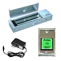 Visionis FPC-7322 VIS-ML1200LED Indoor Electromagnetic Lock 1200lbs for Out Swinging Door with VIS-7000 Green LED Push to Exit Button NC, COM, NO