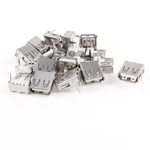 uxcell USB Type-A Female Socket, 4-Pin, 90° DIP, 20Pcs