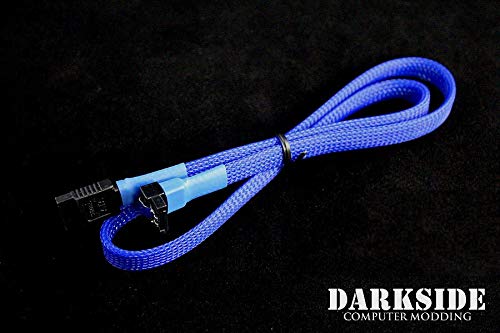 Darkside 60cm (24") SATA 3.0 180° to 90° Data Cable with Latch - UV Blue (DS-0098)