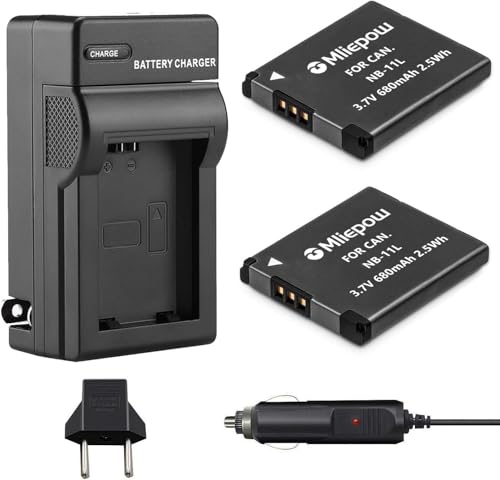 Mliepow NB-11L/NB-11LH Battery (2-Pack) and Charger kit Compatible with Canon PowerShot ELPH 190 is, ELPH 180, ELPH 110 HS, SX400 is, SX410 is, SX420