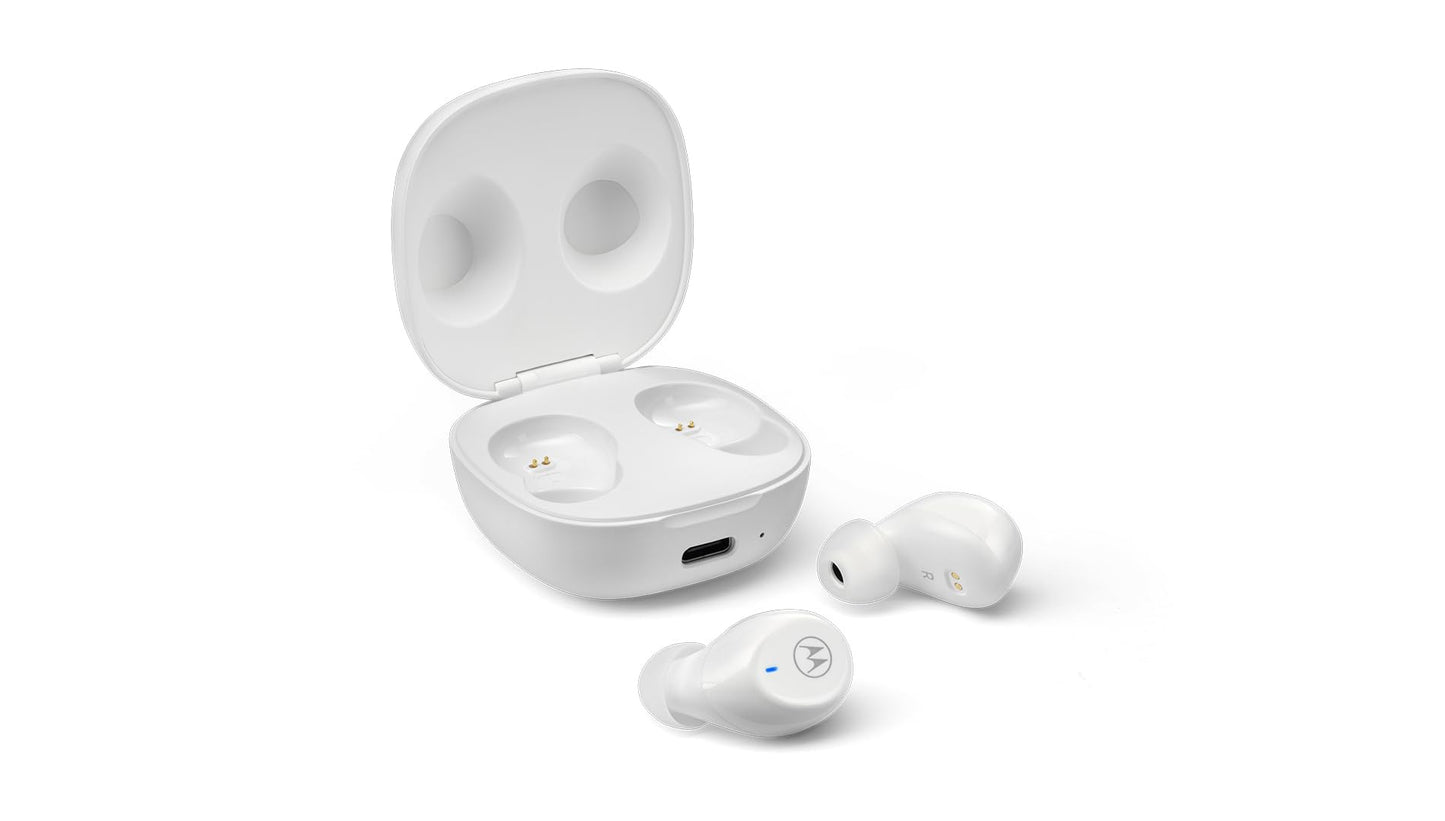 Motorola Moto Buds 105 True Wireless Bluetooth Earbuds with ENC, 21H Playtime, Touch Controls, IPX5 Water Resistance, Compact Charging Case