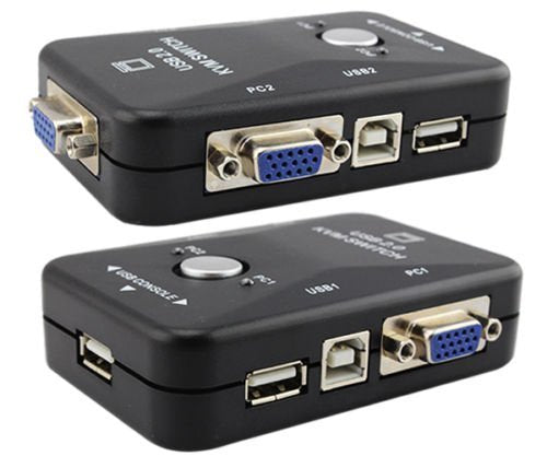 2-Port USB 2.0 Monitor Video VGA KVM Switch Switchbox for Control 2 Computers PC