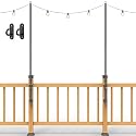 Antsky 2 Pack String Light Poles - Stainless Steel 6.5FT Deck Lights Poles with 2 Wall Hooks for Outdoor Light, String Lights, with SS Screws for Wood