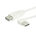 USBGear USB 2.0 Right Angle Extension Cable - Type-A Male Right Angle to A Female - 3ft - White - Fits Tight Spaces to Extend Close Connections