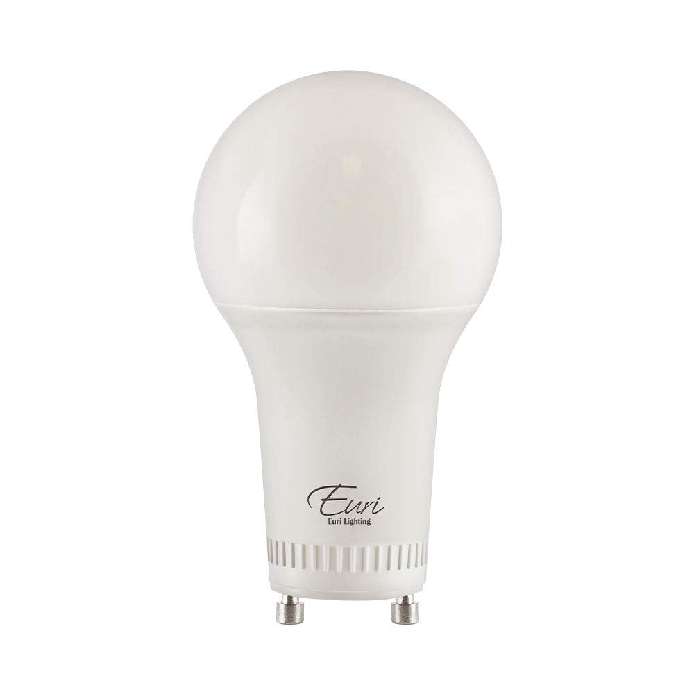 Euri Lighting EA19-8W2040eG-2 2-Pack LED A19 Bulb, 4000K (Bright White), Dim, 8W (60W) Equivalent 800lm, 220° Beam Angle, GU24 Base, UL & Energy Star