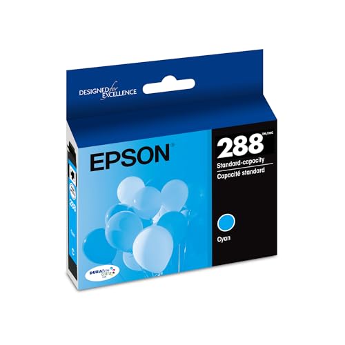 EPSON 288 DURABrite Ultra Ink Standard Capacity Cyan Cartridge (T288220-S) Works with Expression XP-330, 430, 434, 340, 440, 446