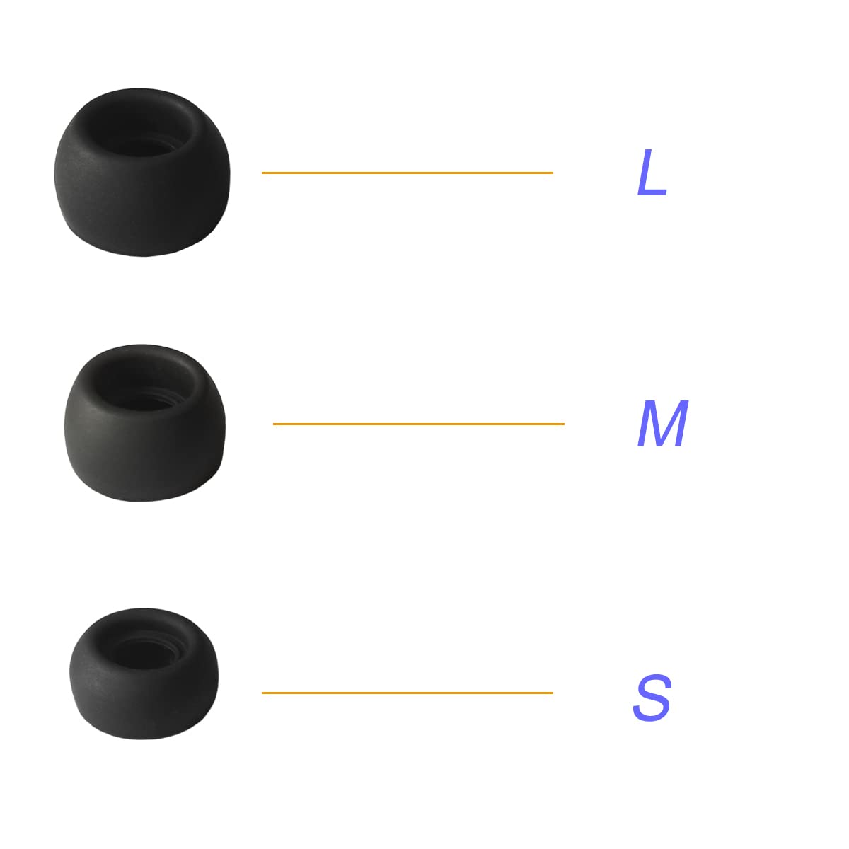 Luckvan Silicone Ear Tips for Galaxy Buds Pro Replacement Earbuds Tips for Galaxy Buds Pro Earbuds 6 Pairs LMS Black