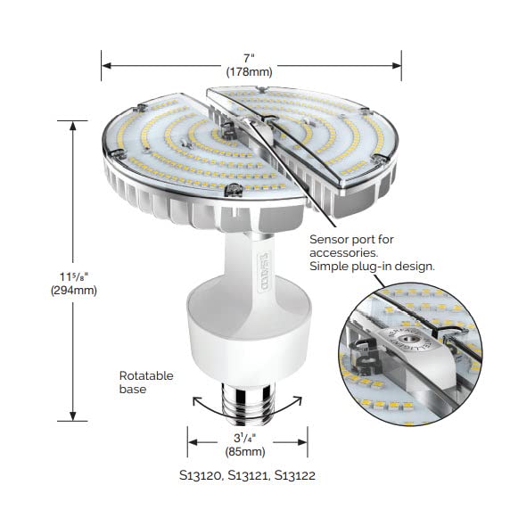 Satco S13120 360 Multi-Angle LED Lamp, HID Replacement, 70 Watts, 2700K
