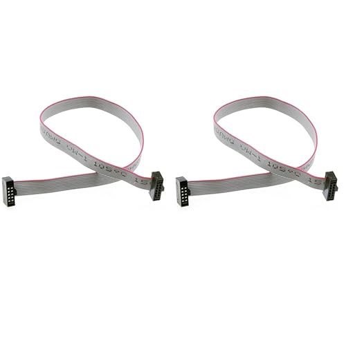 Treedix 2PCS IDC Ribbon Connector Flat Ribbon Cable Jtag Cable 1.27mm Pitch 2 Row 10 Pins Connector Female to Female Wires SWD Cable Length 200mm/7.87