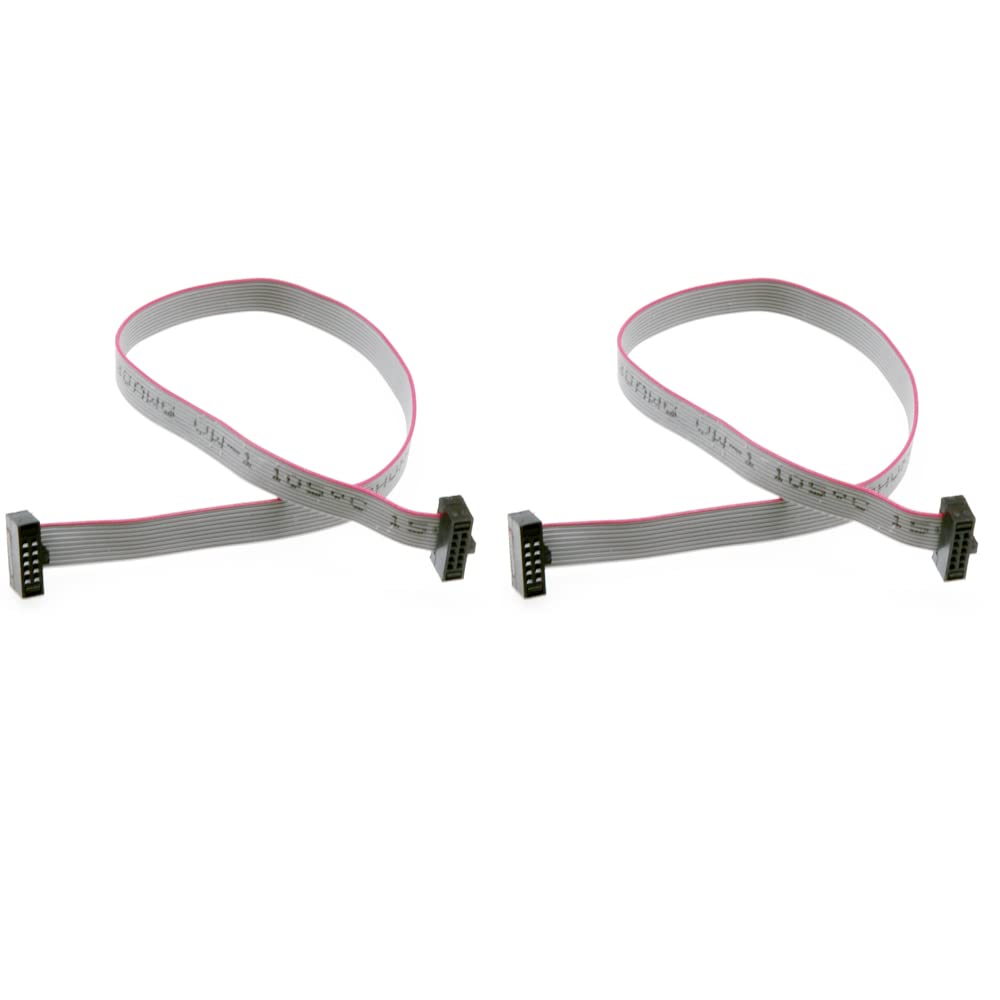 Treedix 2PCS IDC Ribbon Connector Flat Ribbon Cable Jtag Cable 1.27mm Pitch 2 Row 10 Pins Connector Female to Female Wires SWD Cable Length 200mm/7.87