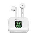 eDealz Fully Wireless Bluetooth 5.0 Rechargeable iPX5 Water & Sweat Proof Earbud Headphones w Microphone, Touch Controls, Smart LCD Charging Case…