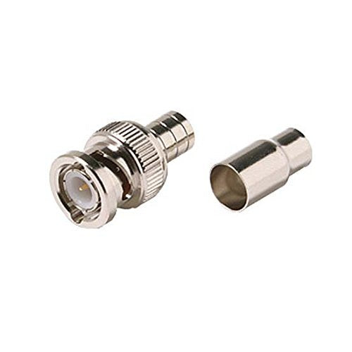 10 Pack RG6 BNC Crimp Connector 2-Piece Plug Commercial Grade Coaxial Male Plug Adapter Crimp-On BNC Connector RG-6 Standard Converter, Commercial