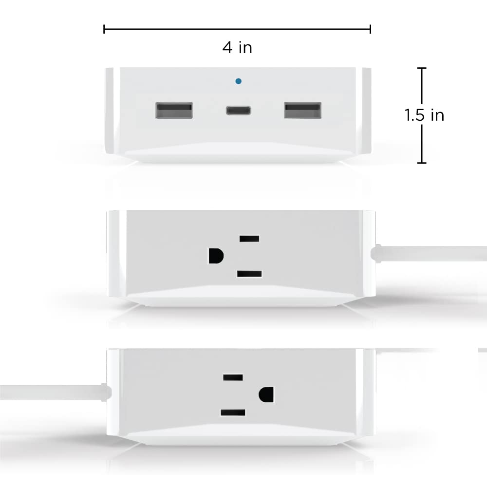 Limitless PowerPro 5-Device Charger with 2X USB Ports, 1x Type-C 20W Power Delivery Port, 2X AC Outlets, and 1,280 Joules of Surge Protection (White)
