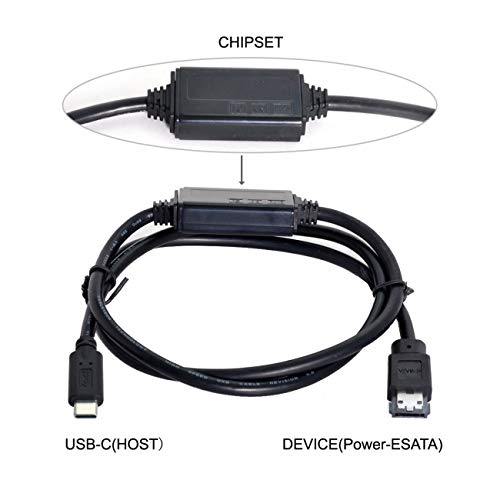 cablecc USB-C Type-C to Power Over eSATA DC5V Adapter USB3.0 to HDD/SSD/ODD eSATAp Converter Cable