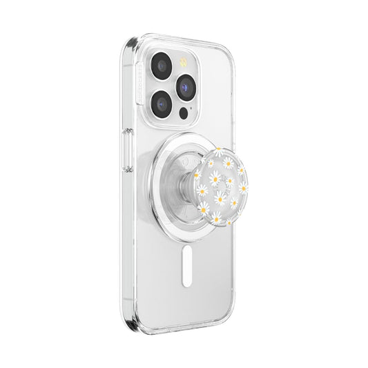 PopSockets Phone Grip for MagSafe, Magnetic Holder, Phone Stand, Daisy - Translucent He Loves Me Not