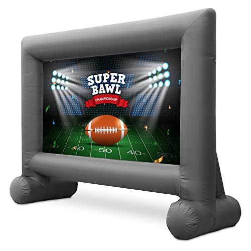 14 Feet Inflatable Outdoor and Indoor Theater Projector Screen with Built-in Blower - Includes Tie-Downs and Storage Bag - Supports Front and Rear