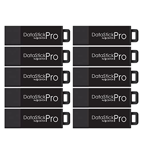 Centon DataStick Pro USB 3.2 Gen1 Flash Drive, 8GB, Value Pack of 10, Black