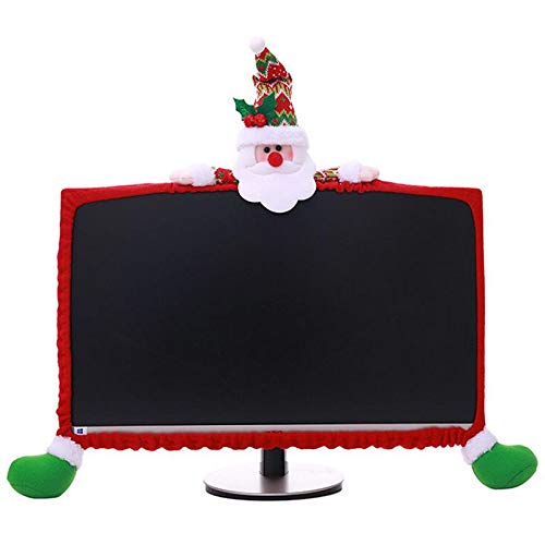 PartyYeah Christmas Computer Monitor Cover, Elastic Xmas Decorations Reindeer Computer Monitor Border Cover, Elastic Laptop Computer Cover for Xmas