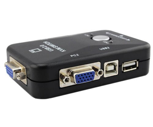 2-Port USB 2.0 Monitor Video VGA KVM Switch Switchbox for Control 2 Computers PC